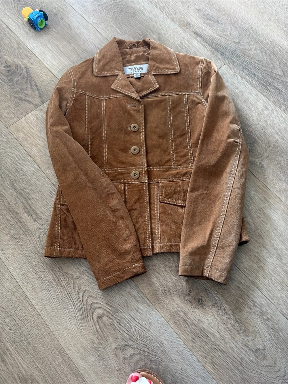 Wilsons Leather Tan Brown Suede Button-Front Jacket - Women